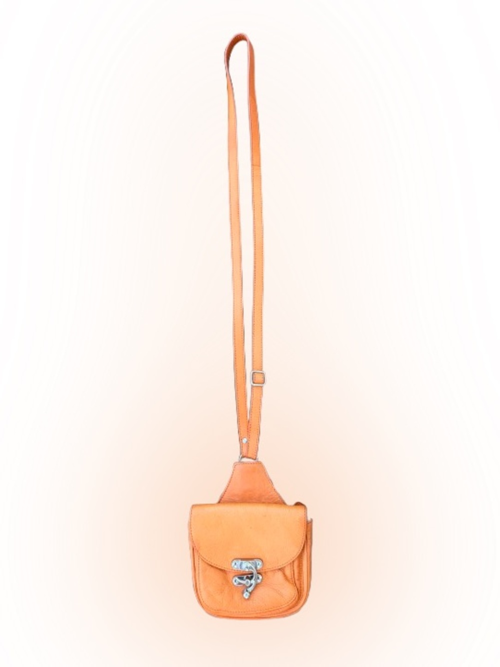 Sundance Italy Orange Pebbled Leather Mini Crossbody Boho Festival Pocket Purse - Picture 4 of 7